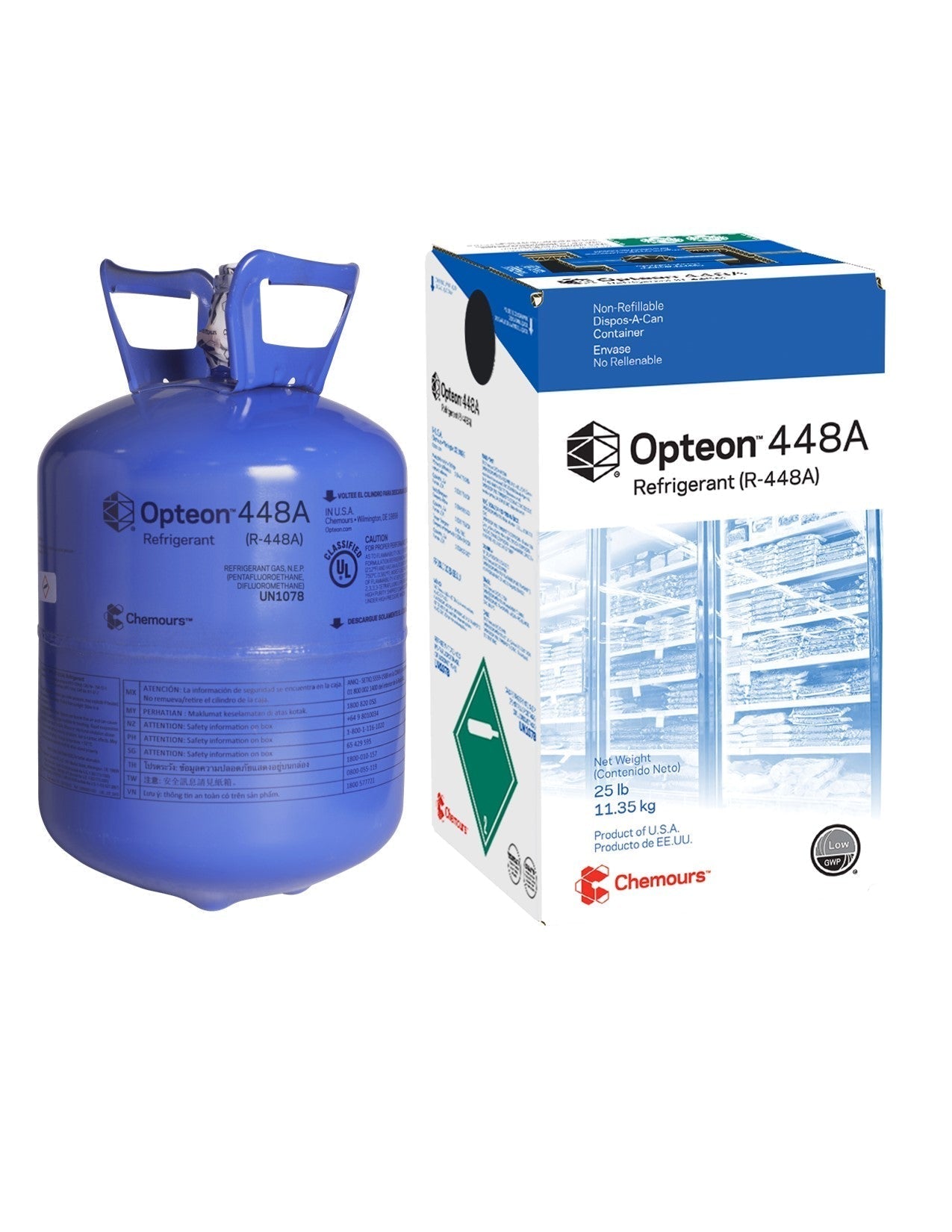 R-448A 25lb Cylinders Chemours/Opteon SAME AS HONEYWELL 448A! MADE IN USA
